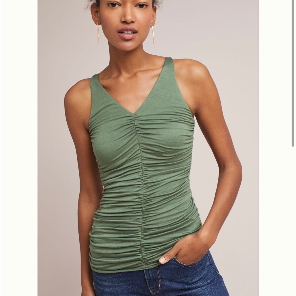 Anthropologie Ruched V-neck Tank